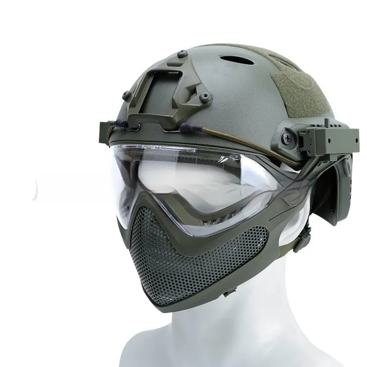 Simple loading and unloading ABS integrated mask helmet in solid black colour