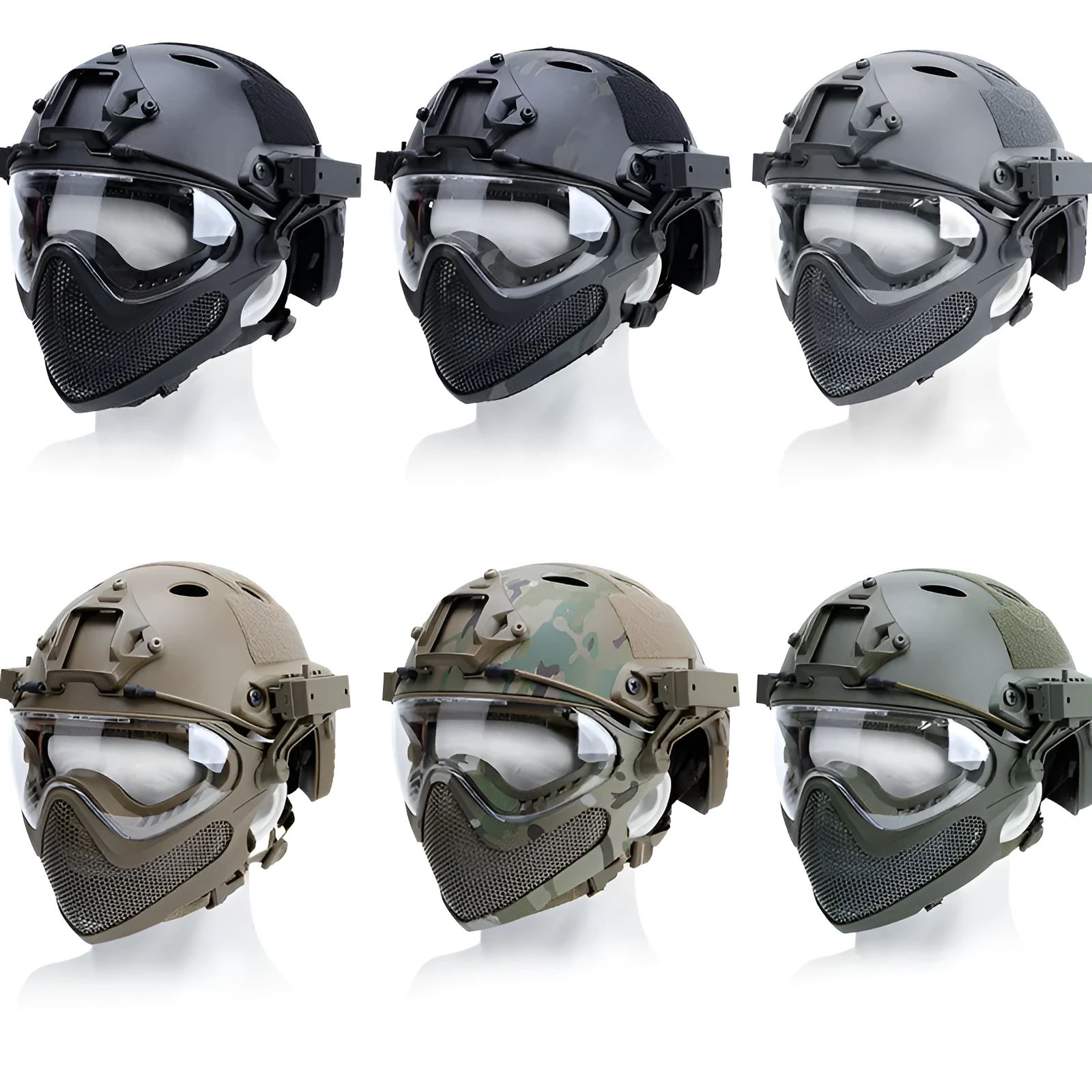 Simple loading and unloading ABS integrated mask helmet in solid black colour