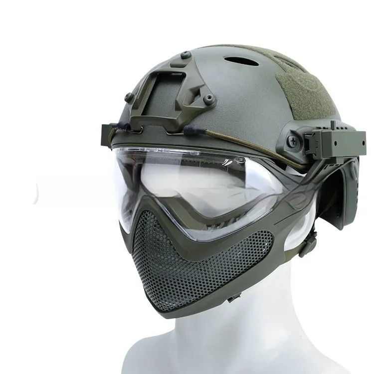 Simple loading and unloading ABS integrated mask helmet in solid black colour