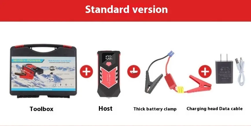 8000mAh automobile emergency start power source with smart clips and charging kit in toolbox