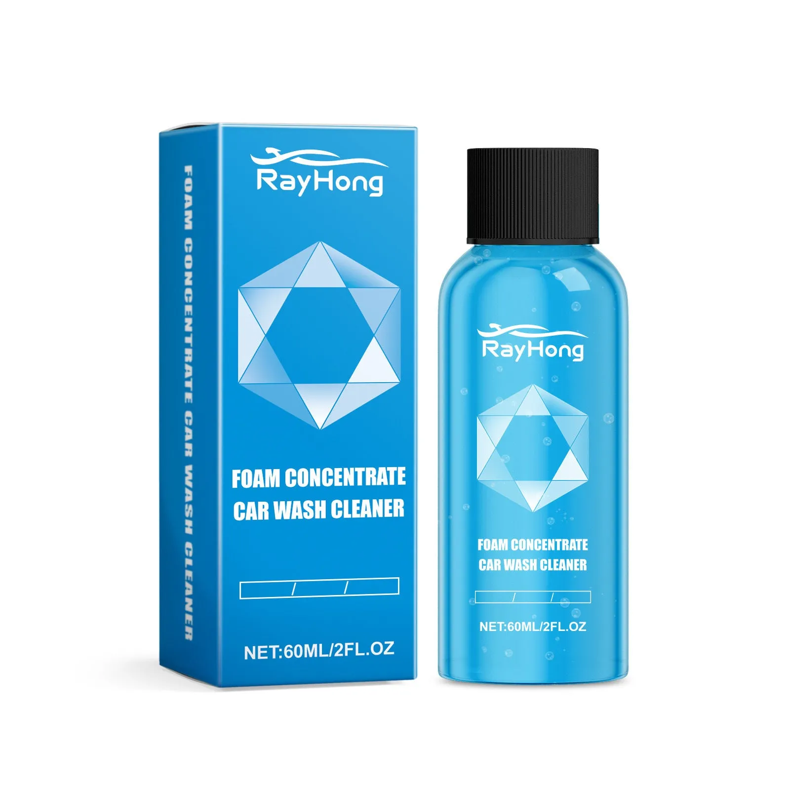 60ml car foam wash cleaning solution in a compact bottle with cleaning ingredient list