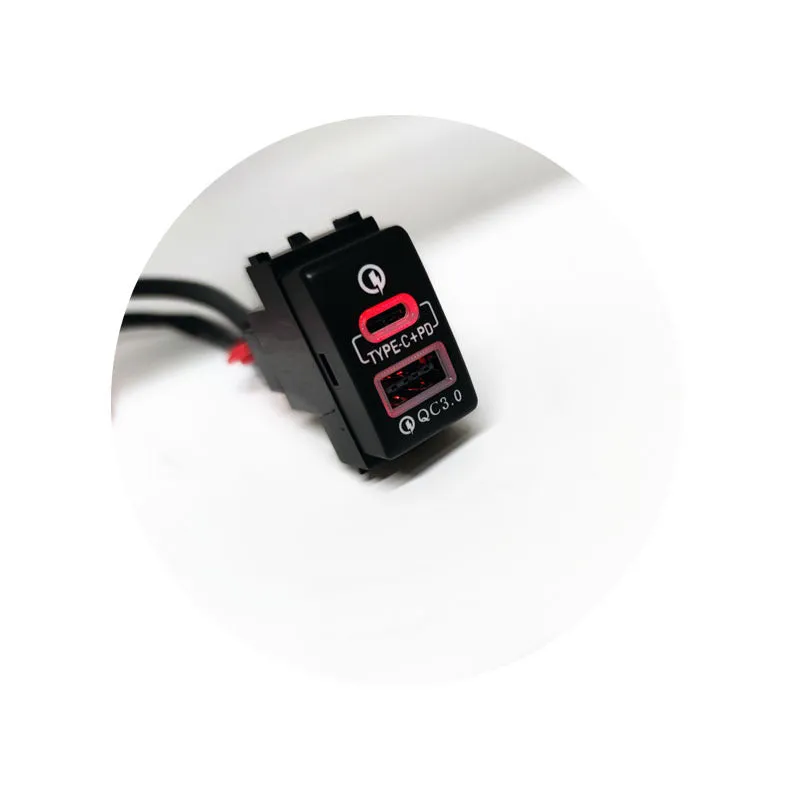 Portable QC3.0 double fast charge car charger with snap-on design for vehicle use