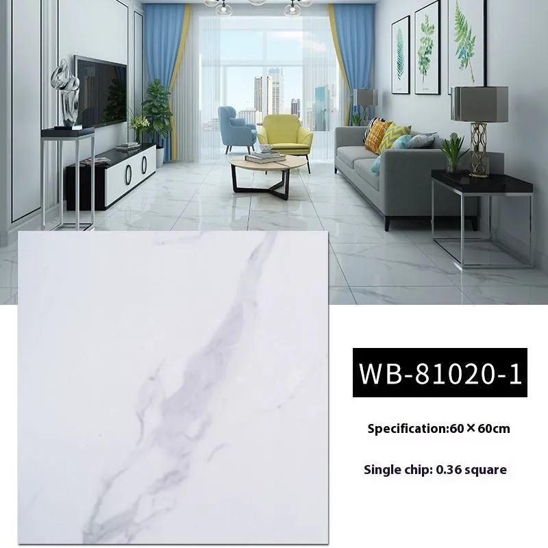 Wear-resistant marble-effect PVC self-adhesive floor sticker, 30cm x 30cm x 1.5mm