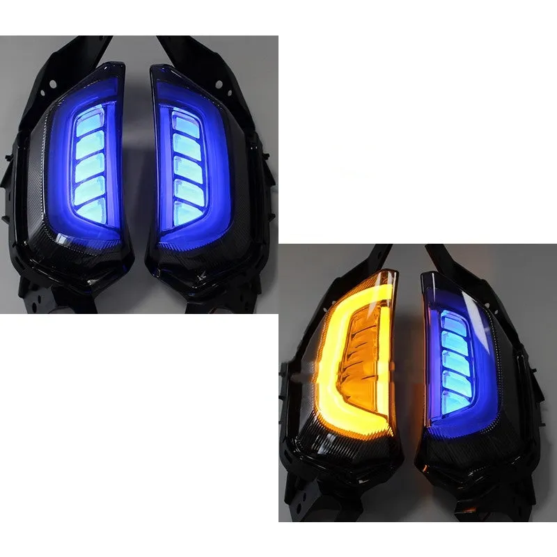 LED turn signal light for Yamaha NMAX155 scooter in blue yellow colour.