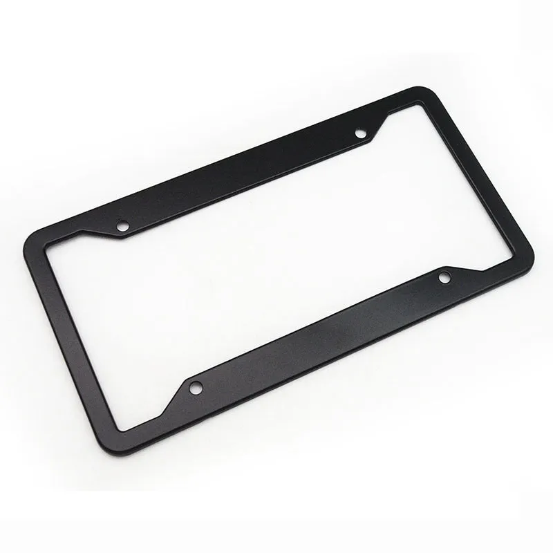Aluminium alloy licence plate frame in black finish protecting vehicle registration plate