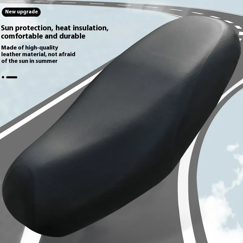 Black PU leather battery car seat cover sunscreen waterproof universal heat proof mat for electric vehicles