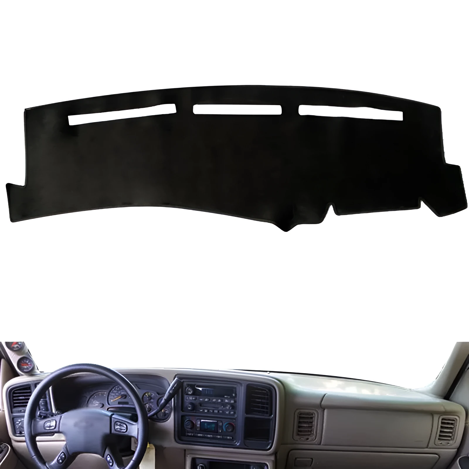 Flannel non-slip dashboard cover for special vehicle models with polyester backing