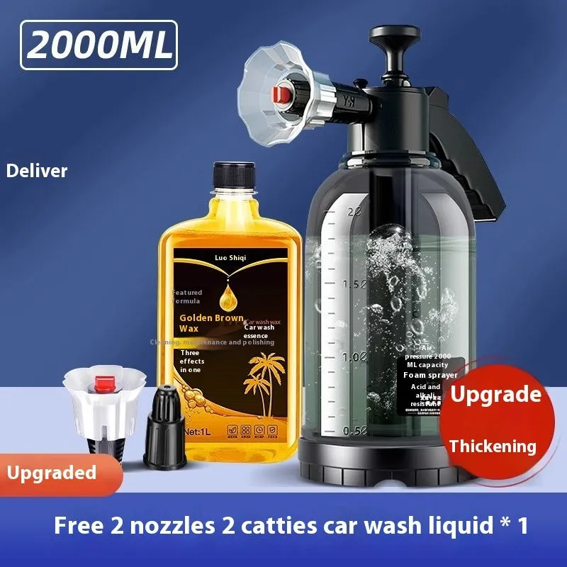Car wash foam sprinkling can with pressure-increasing design in black PP material