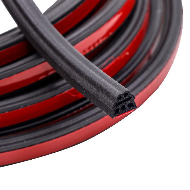 Car door six-hole three-layer thickened sealing strip 6mm thick 10 metres black rubber