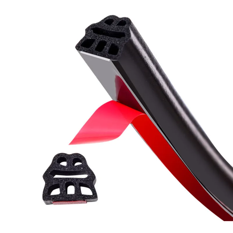 Car door six-hole three-layer thickened sealing strip 6mm thick 10 metres black rubber