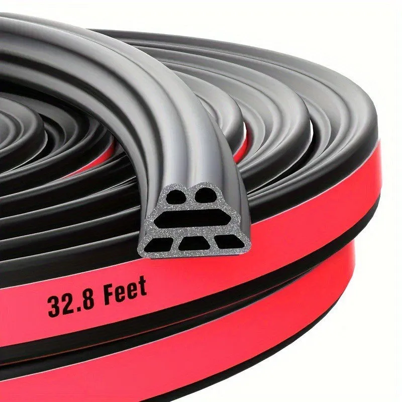 Car door six-hole three-layer thickened sealing strip 6mm thick 10 metres black rubber