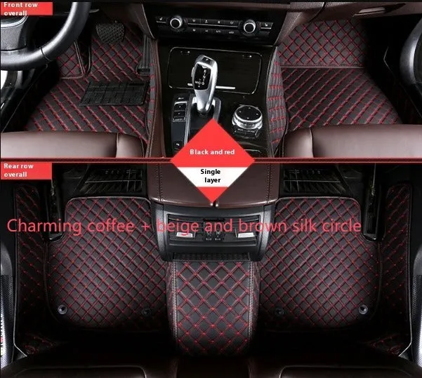 Set of double-layer PVC coil car foot mats in black beige colour for special vehicles