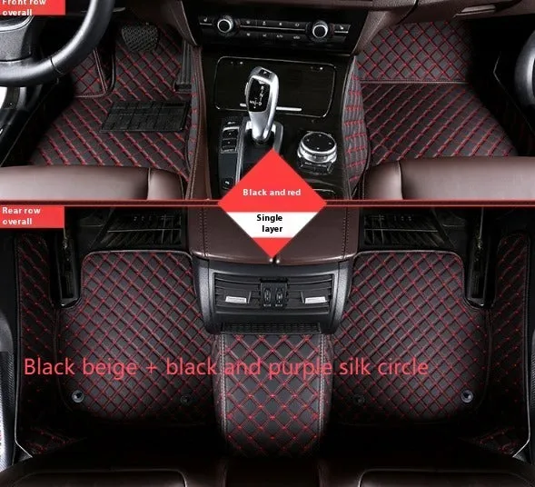Set of double-layer PVC coil car foot mats in black beige colour for special vehicles