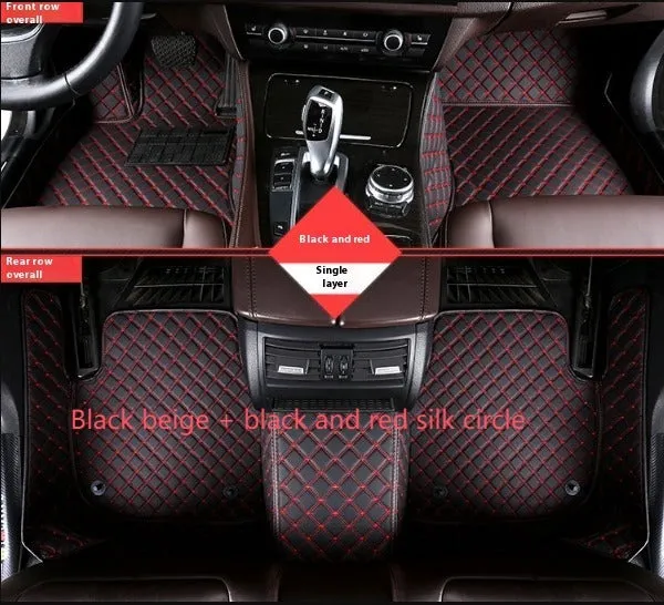 Set of double-layer PVC coil car foot mats in black beige colour for special vehicles