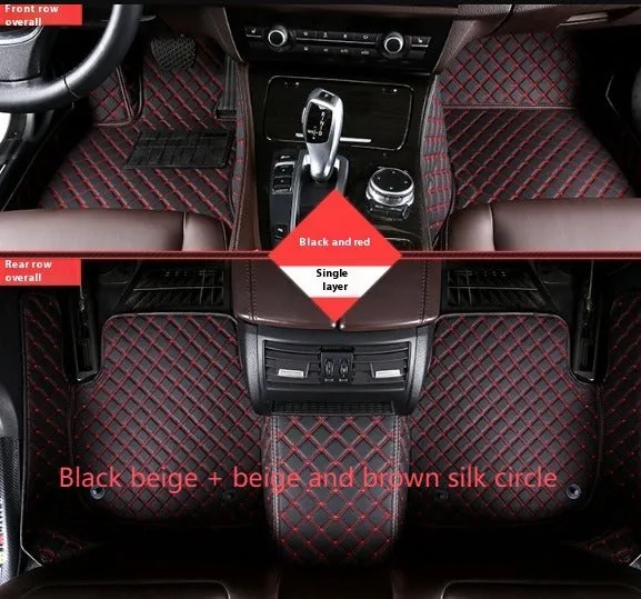 Set of double-layer PVC coil car foot mats in black beige colour for special vehicles