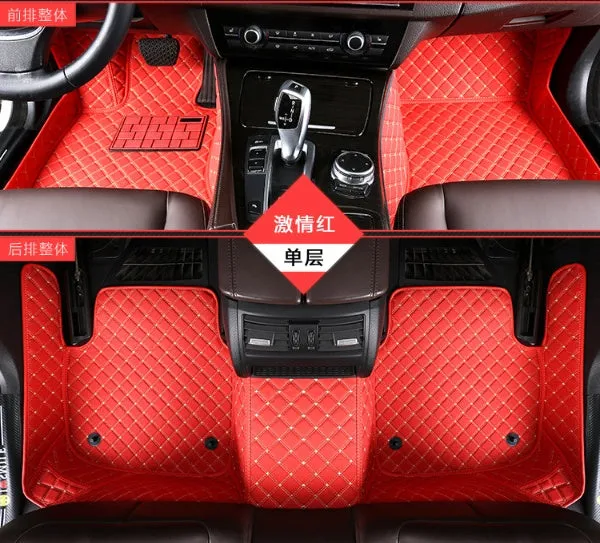 Set of double-layer PVC coil car foot mats in black beige colour for special vehicles