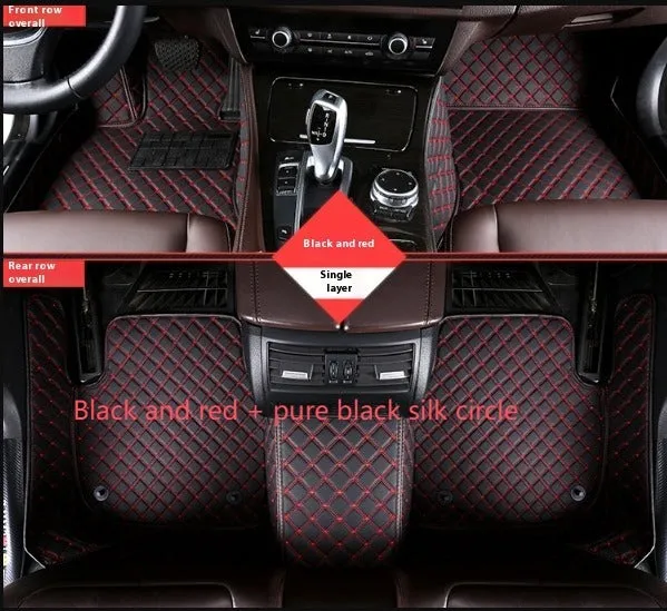 Set of double-layer PVC coil car foot mats in black beige colour for special vehicles