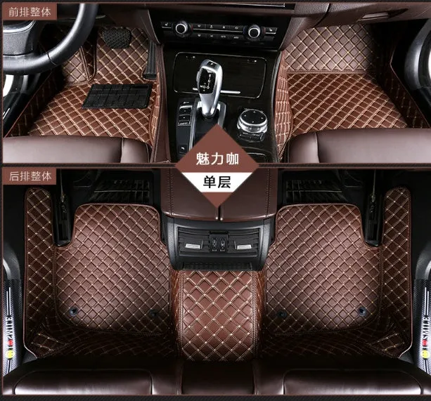 Set of double-layer PVC coil car foot mats in black beige colour for special vehicles