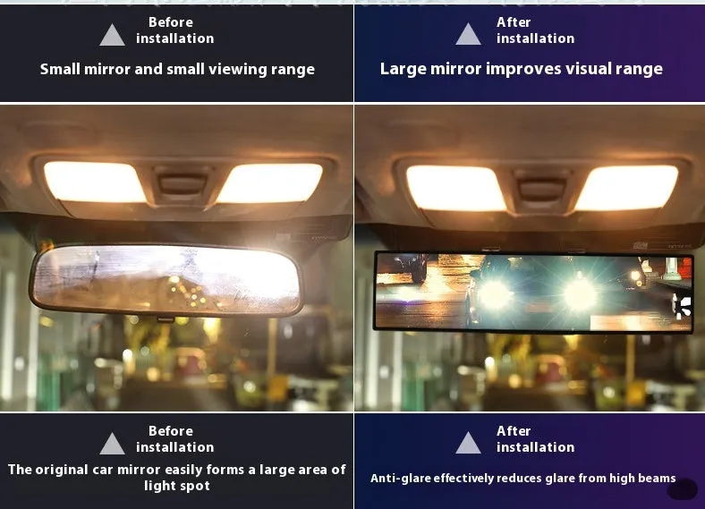 Large view car rear view mirror with HD glass blue filter and ABS cover