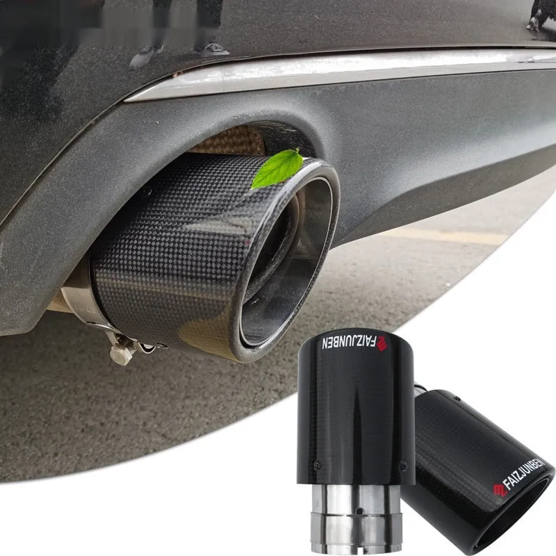 Carbon fibre stainless steel car exhaust pipe modification with straight edge finish for DIY universal fit