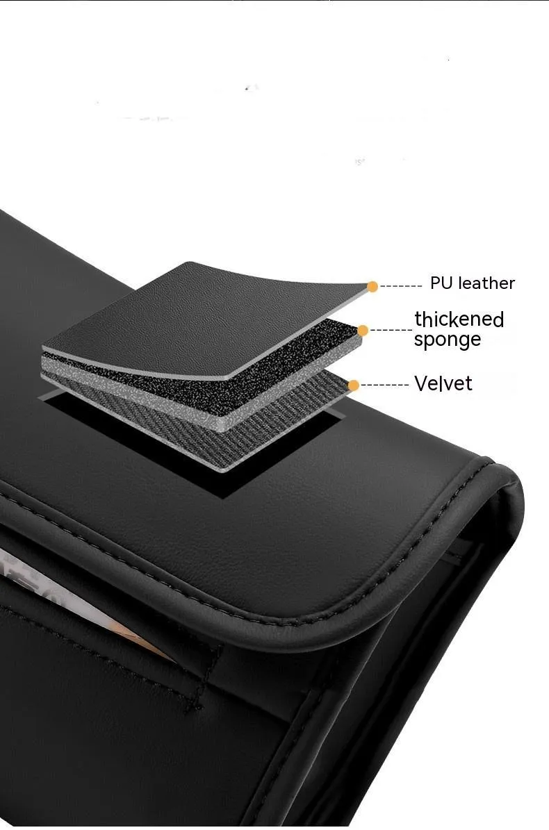 Leather car tissue box mounted on car sun visor with elastic band in Athens Brown colour