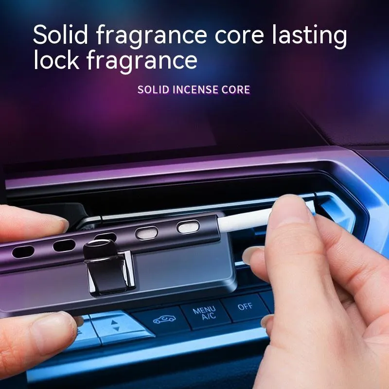 Black automobile aromatherapy ambient light for car air outlet with LED illumination and fragrance sticks