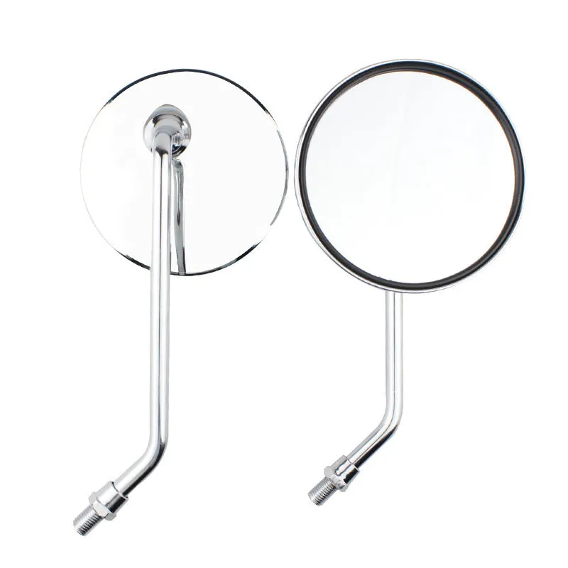 Motorcycle rearview mirror electroplated silver aluminium alloy 8mm thread pair