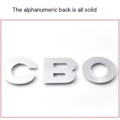 Zinc alloy metal car sticker with 3D raised English letter measuring 2.5cm in black finish
