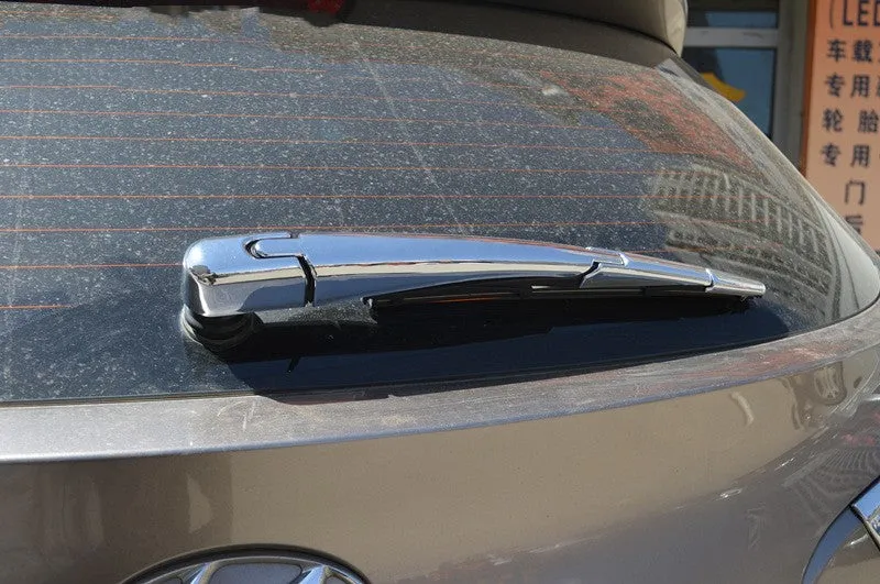Set of four silvery ABS plastic rear wiper trim covers for a Hyundai car