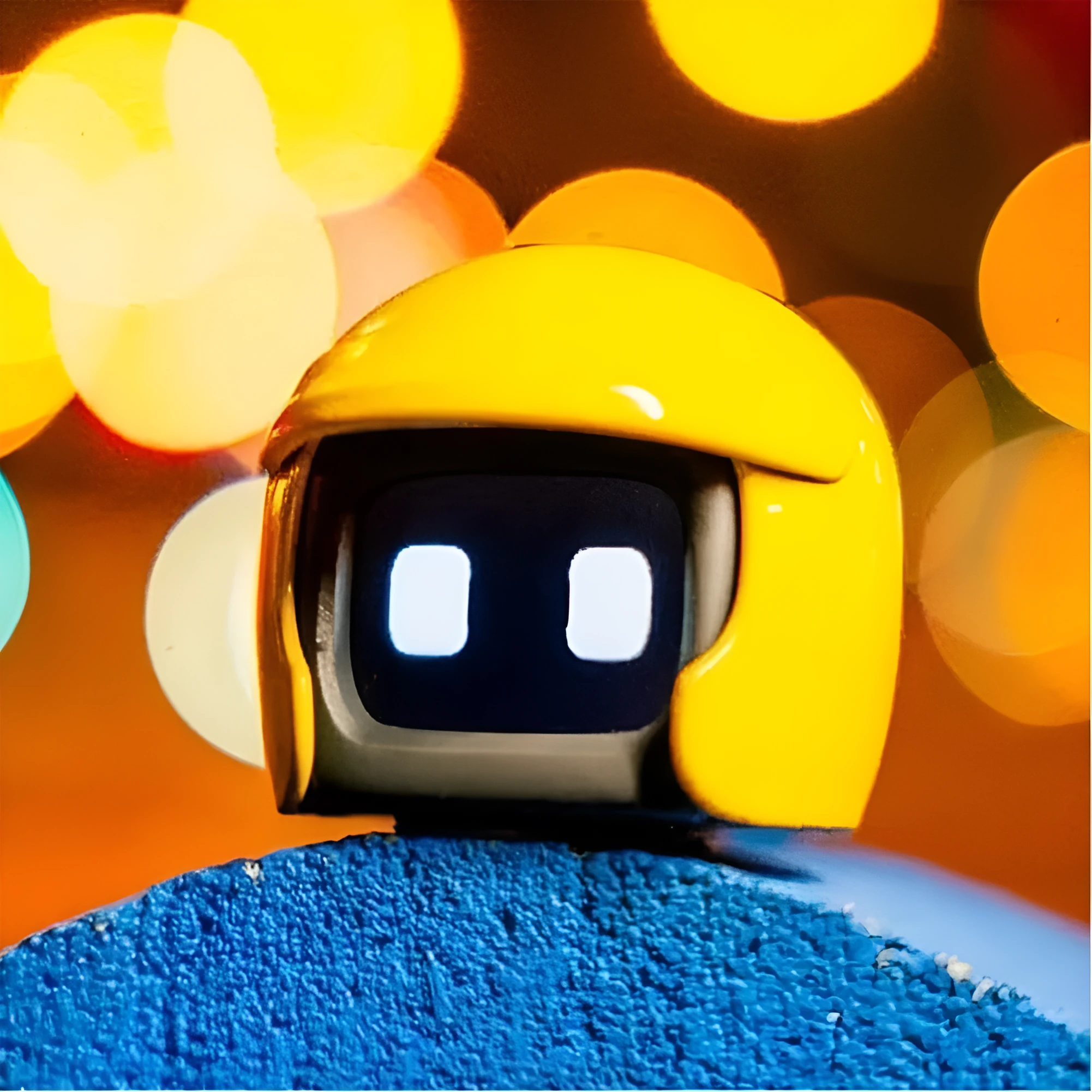 Plastic cartoon robot ornament for car dashboard in five colours: black, blue, pink, red, yellow