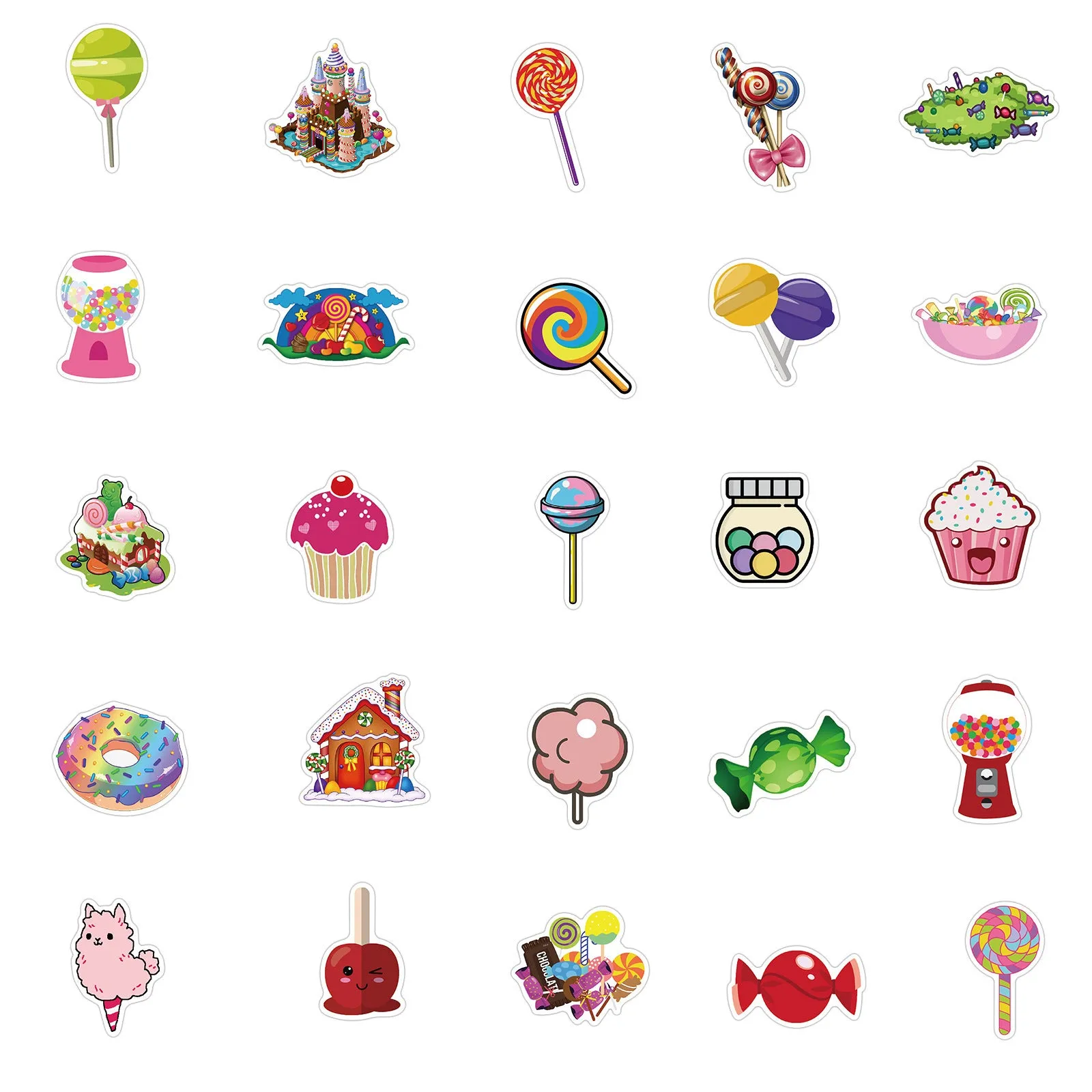 Candy series graffiti sticker pack with 50 colourful sheets showing cartoon patterns