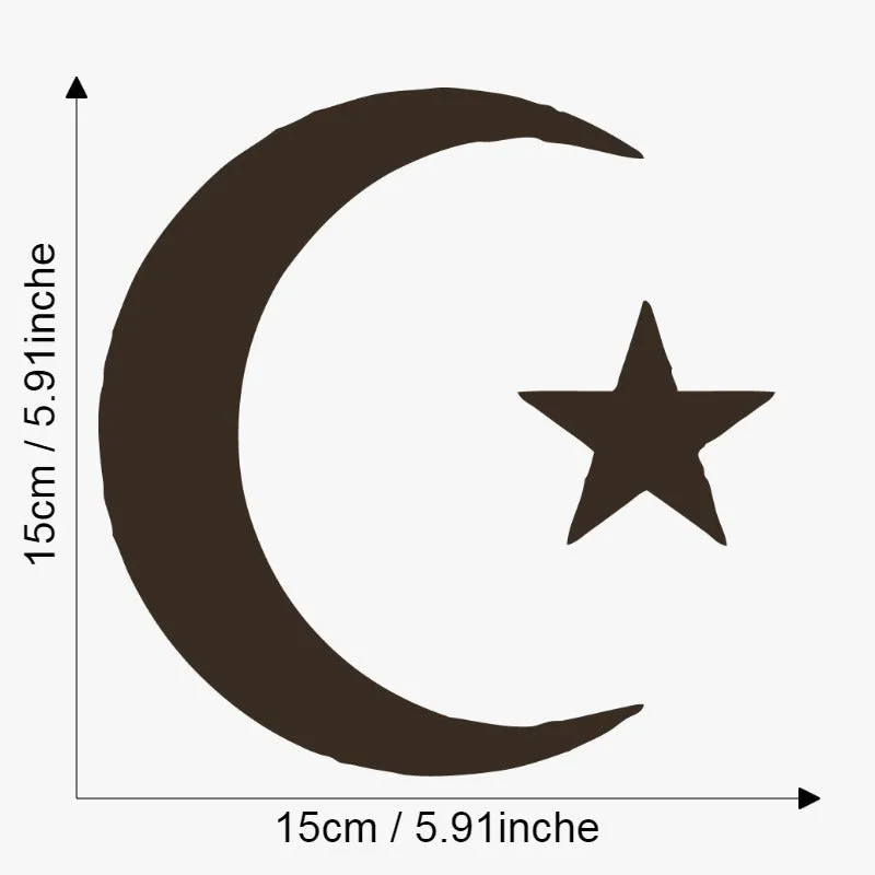 Xingyue star and moon sticker in black on a white background, 15x15cm vinyl decal