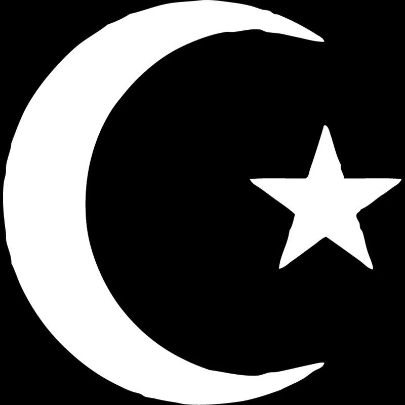 Xingyue star and moon sticker in black on a white background, 15x15cm vinyl decal