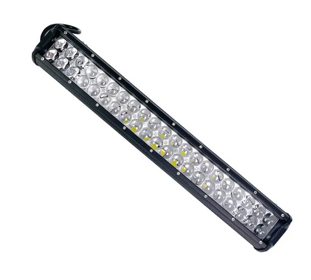 Black aluminium alloy double row LED strip light for off-road truck and agricultural machinery use.