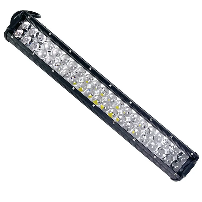 Black aluminium alloy double row LED strip light for off-road truck and agricultural machinery use.