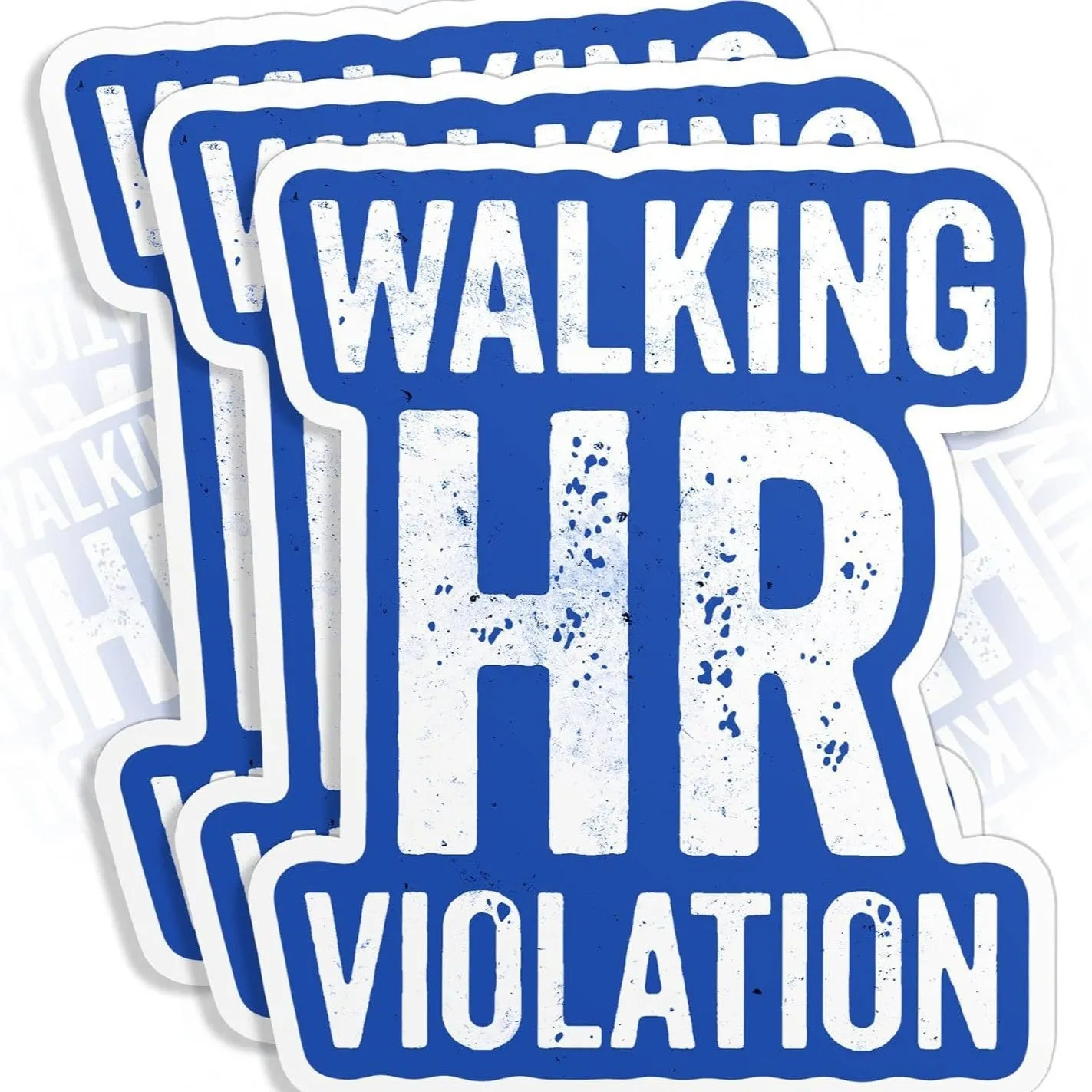 White vinyl hard cap sticker pack with funny HR department quote for office door decor