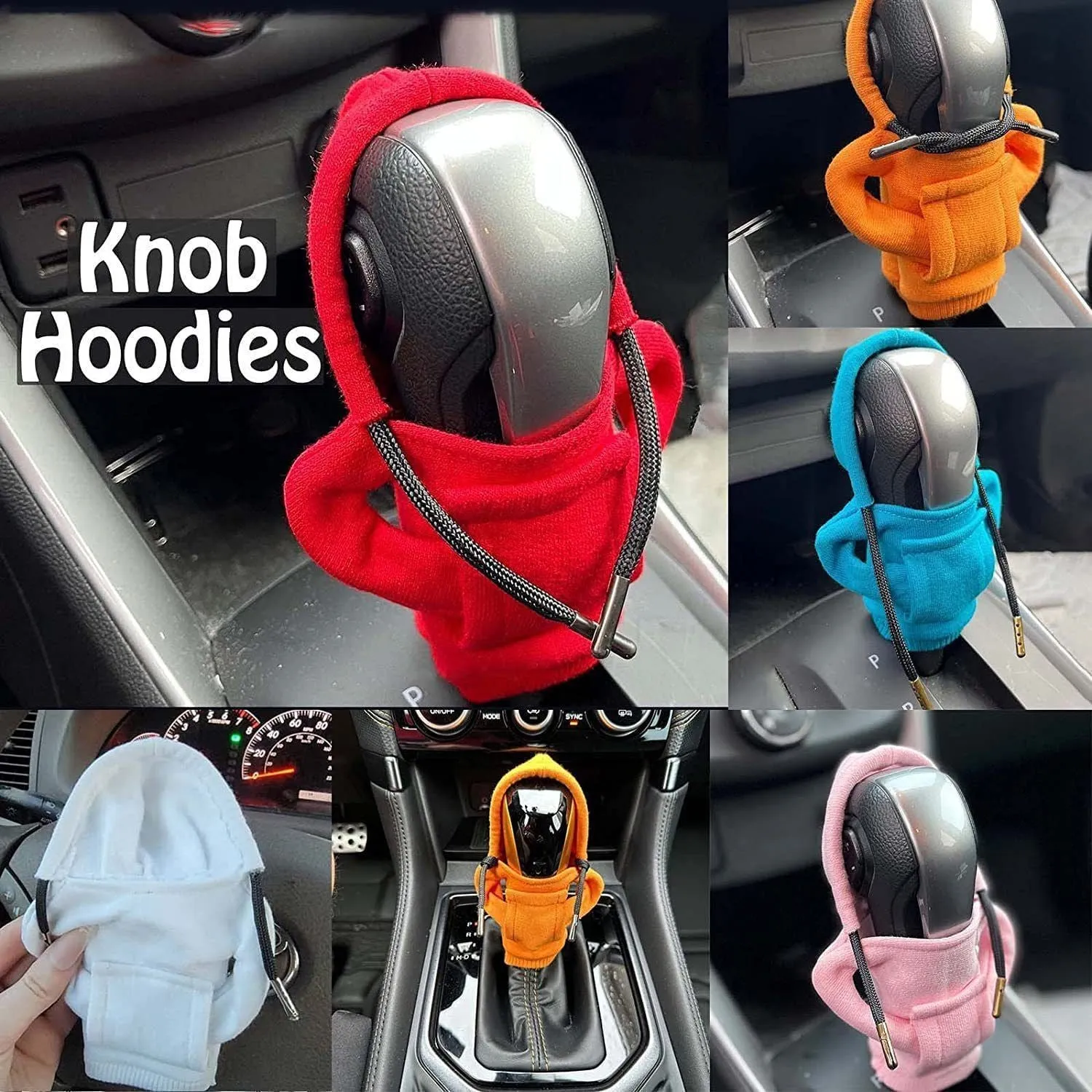 Cloth gear shift knob hoodie cover in various colours for manual and automatic cars