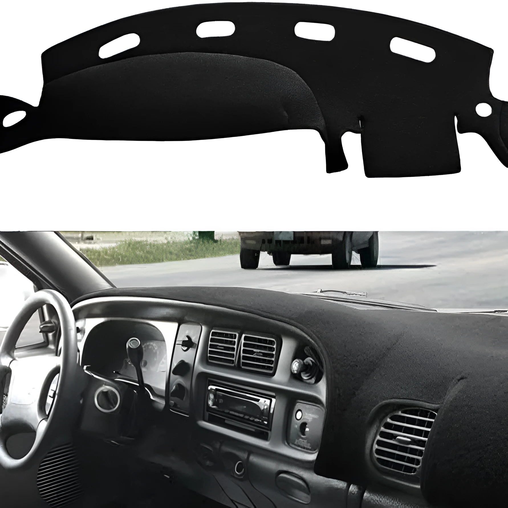 Black non-woven fabric car light repellent mat dashboard cover on vehicle dashboard