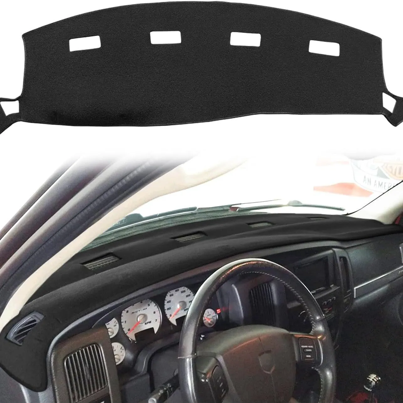 Black non-woven fabric car light repellent mat dashboard cover on vehicle dashboard