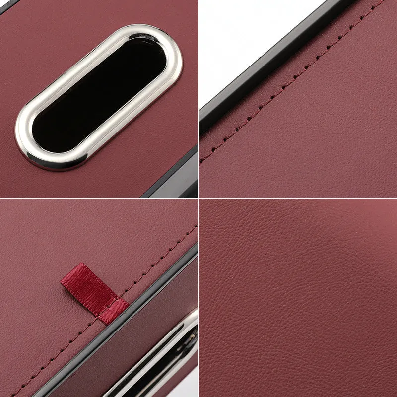 Genuine leather car tissue box organiser with integrated cup holder in five colour options.
