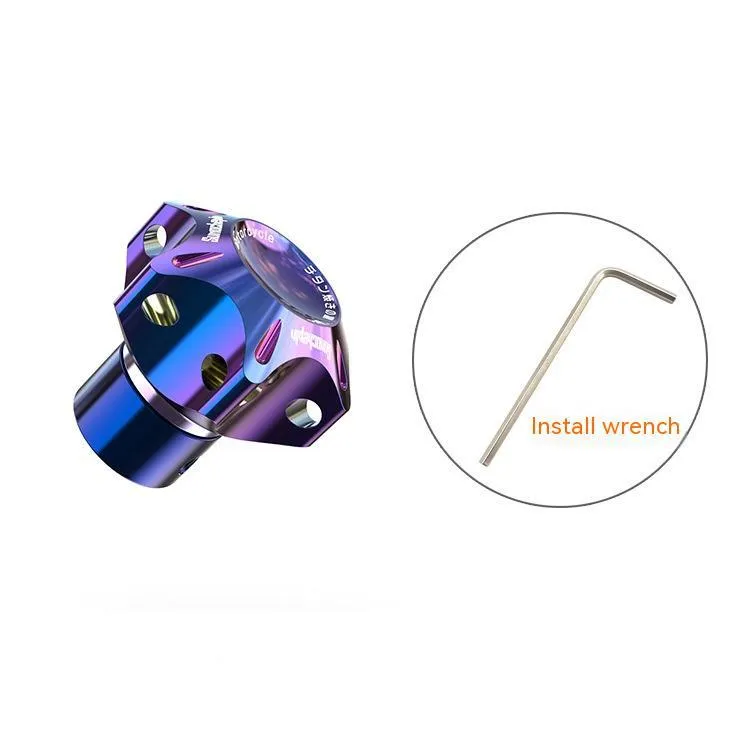 Motorcycle key cover in T6 aluminium alloy showing plum blossom, hexagonal and five-pointed star design options