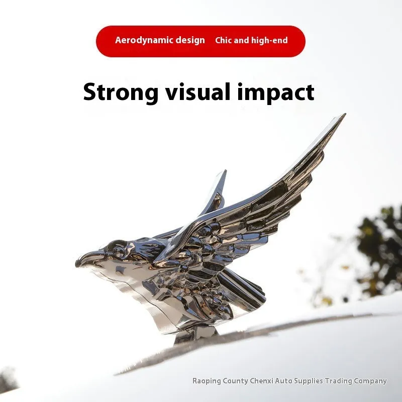 3D eagle wing car hood decorative sticker in ABS plastic black colour 11 cm length