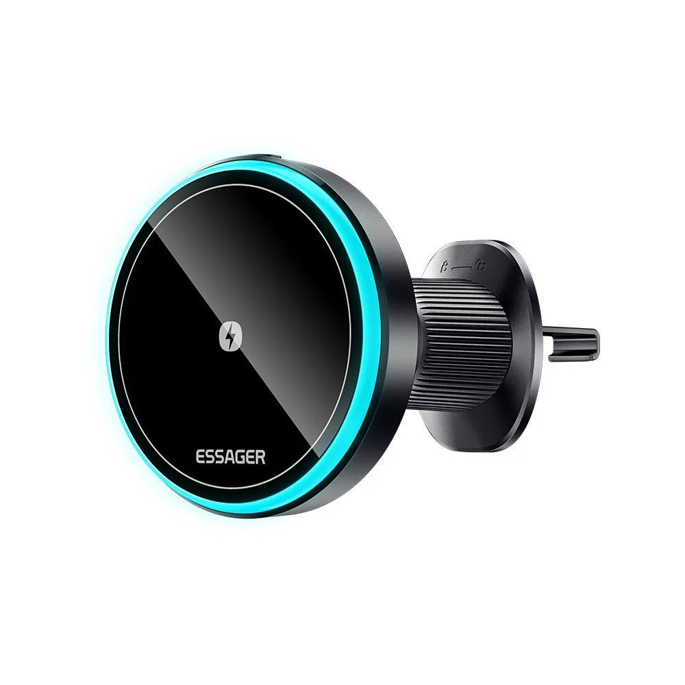 15W wireless magnetic car charger bracket black ABS universal air outlet mount for navigation
