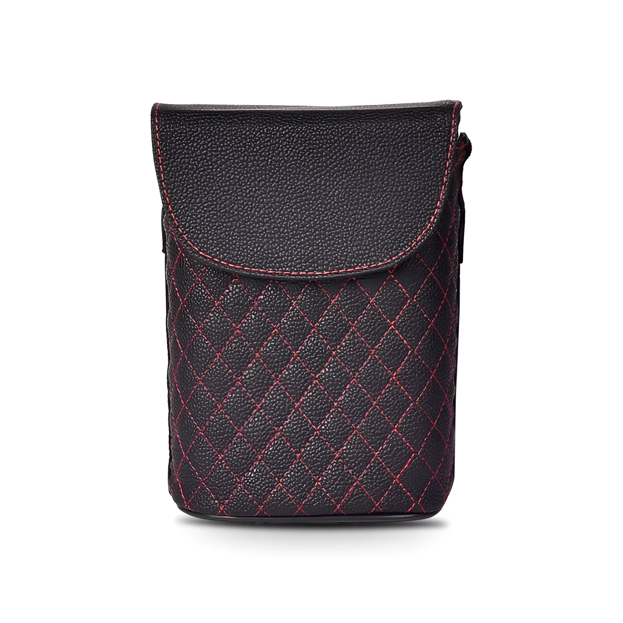 Car multi-function storage box in leather with plaid pattern, size 16.5x13x8cm, in beige colour option