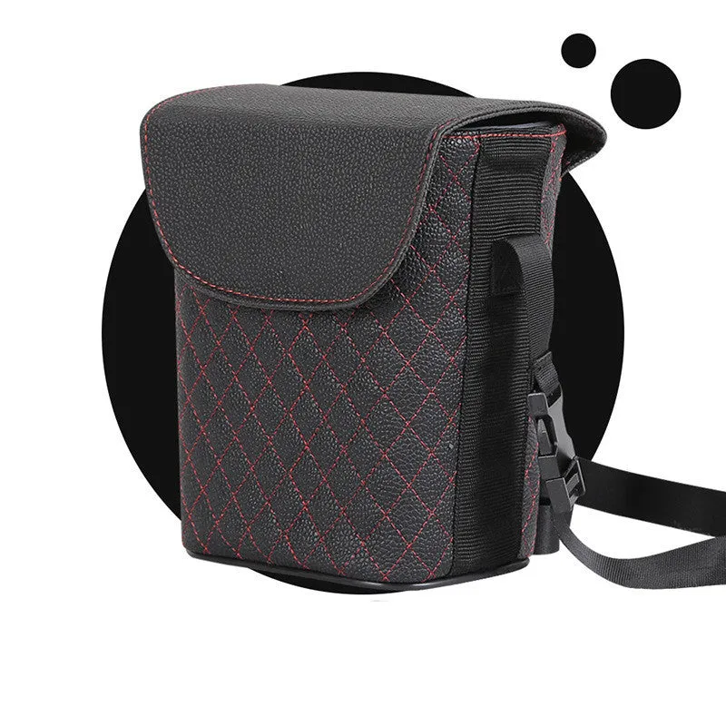 Car multi-function storage box in leather with plaid pattern, size 16.5x13x8cm, in beige colour option