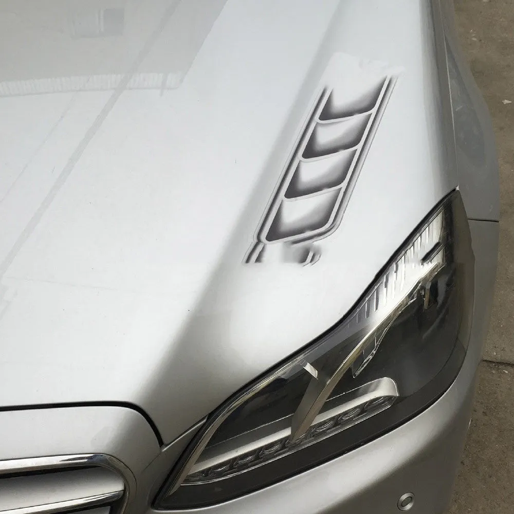 Grey imitation car air outlet vent sticker 40x10cm on a vehicle body panel with strong adhesive PET material