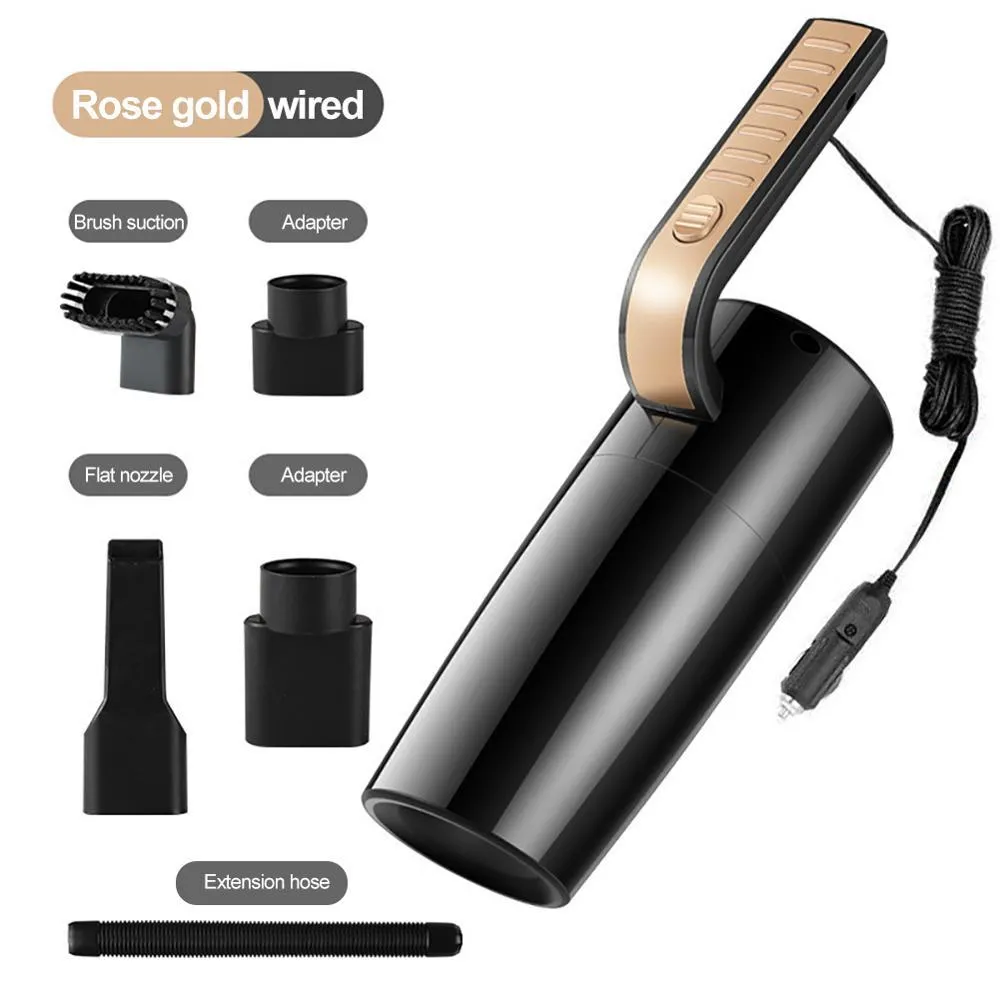 Handheld car vacuum cleaner 120W in black with nozzle, wet dry portable ABS design