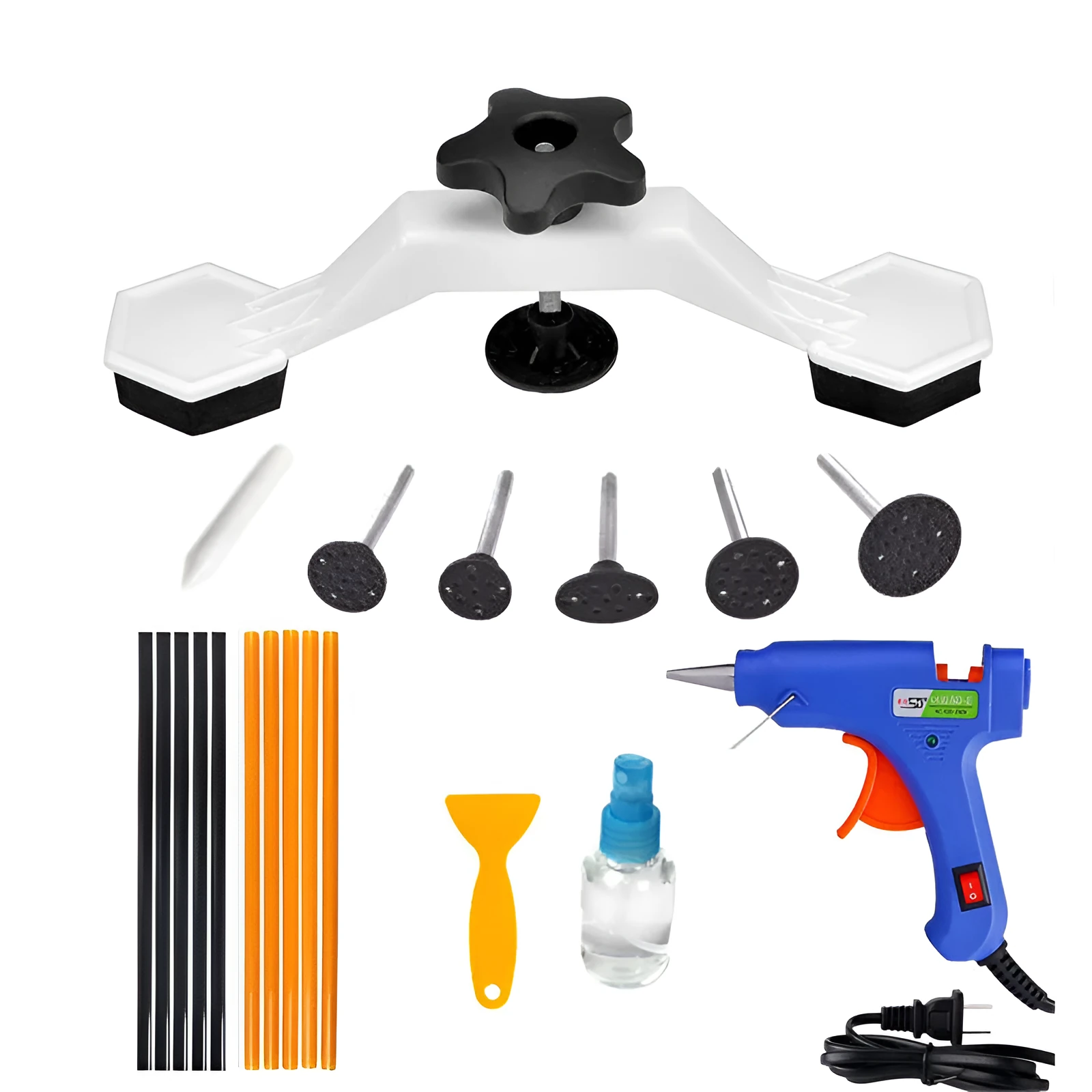 White approach bridge set with 20w glue gun and 7mm glue sticks for automotive dent repair