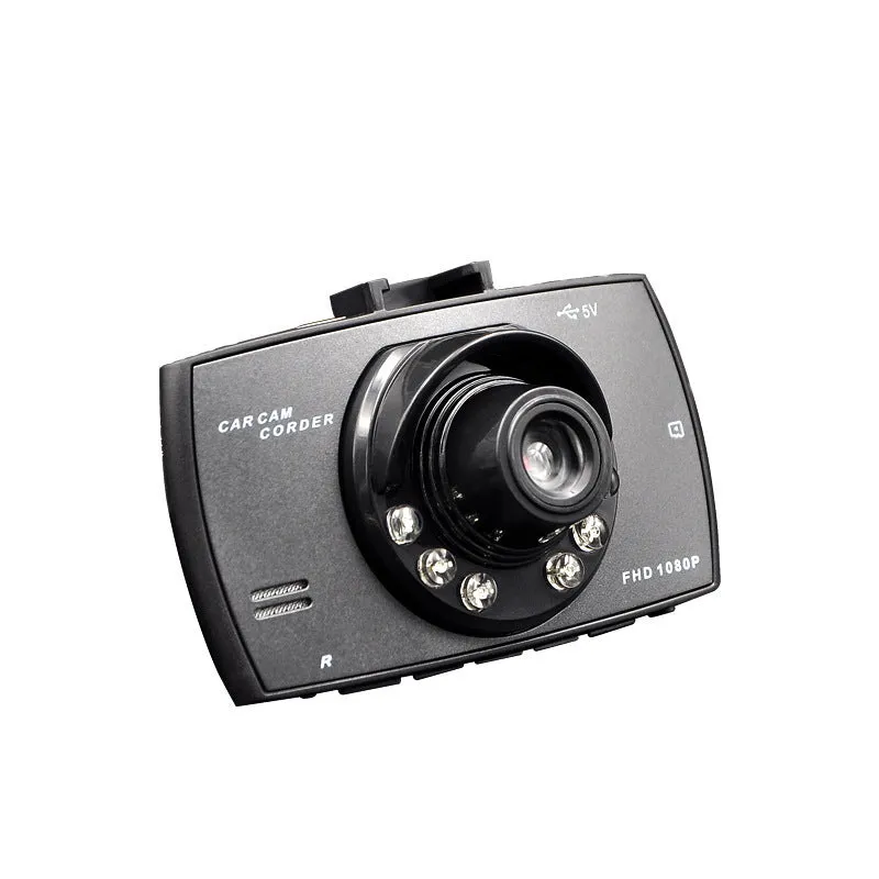 Car DVR dual camera system mounted on windscreen showing front and rear recording capability