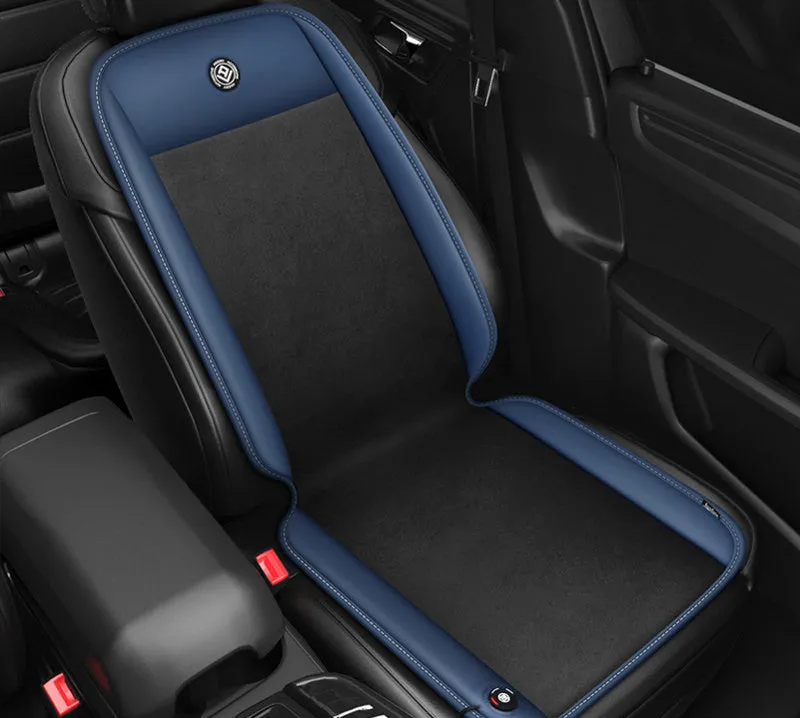 Graphene 12V seat heating pad for car in Tech Blue colour with plush surface and memory foam filling